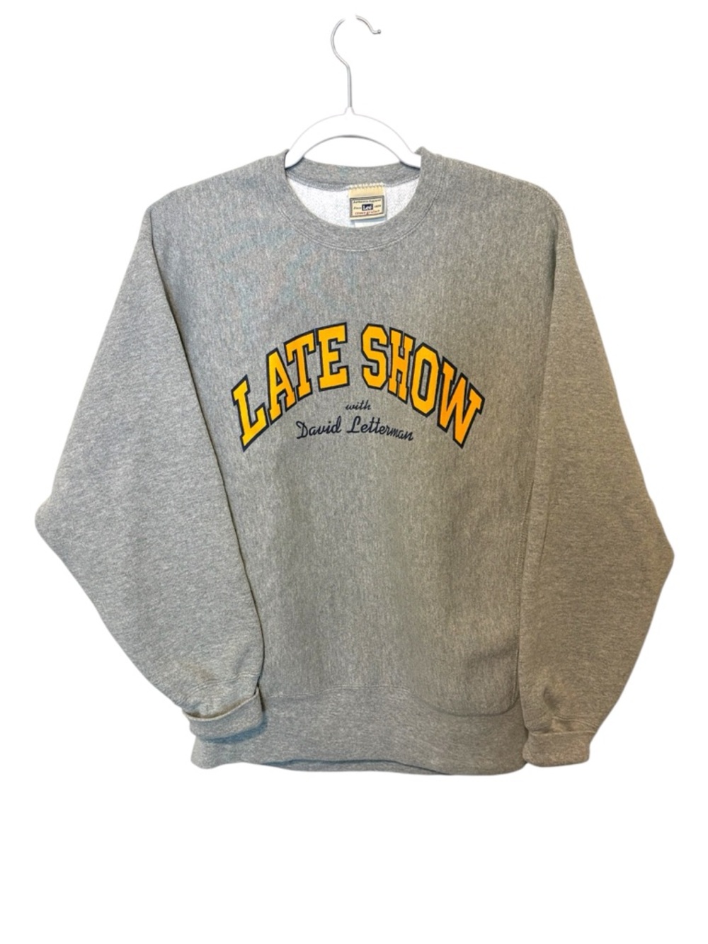 Vintage Lee Late Show with David Letterman Sweatshirt Gray Cross Grain Sz M